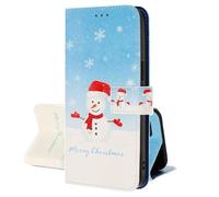 SEHEYA Coque Rabat pour Oppo A15 / A15S Etui Portefeuille en Cuir PU à Thème de Noël Motifs Housse de Protection Magnétique Folio Case, Bonhomme de Neige