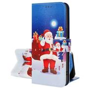 SEHEYA Coque Rabat pour Oppo A15 / A15S Etui Portefeuille en Cuir PU à Thème de Noël Motifs Housse de Protection Magnétique Folio Case, Santa Claus