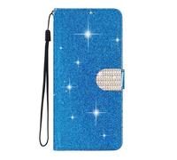 SEHEYA Etui à Rabat pour Honor 400 Smart / X7D 5G Coque Paillettes, Bleu | Cuir PU Scintillant Housse Béquille Pliable avec Diamant Boucle Magnétique Porte Cartes Sac à Main Flip Folio Case