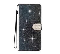 SEHEYA Etui à Rabat pour Honor 400 Smart / X7D 5G Coque Paillettes, Noir | Cuir PU Scintillant Housse Béquille Pliable avec Diamant Boucle Magnétique Porte Cartes Sac à Main Flip Folio Case