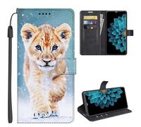 SEHEYA Etui Compatible avec Honor X6C 4G Coque à Rabat Magnétique Flip Folio Portefeuille Imprimé Animal Cuir PU Housse de Protection Case, Lion Bébé
