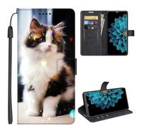 SEHEYA Etui Compatible avec Wiko Y82 Coque à Rabat Magnétique Flip Folio Portefeuille Imprimé Animal Cuir PU Housse de Protection Case, Chaton Duveteux