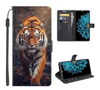SEHEYA Etui Portefeuille pour Honor X6B 4G Coque à Rabat Magnétique Cuir PU à Motifs Housse de Protection Folio Flip Case, Tigre Brun