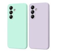 SEHEYA Lot de 2 Coques pour Samsung Galaxy A14 5G / A14 4G Étui en TPU Souple Coque Silicone Liquide Ultra Fine Anti-Choc Housse Protection Intégrale, Violet Menthe