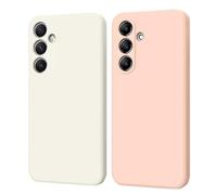 SEHEYA Lot de 2 Coques pour Samsung Galaxy A25 5G Étui en TPU Souple Coque Silicone Liquide Ultra Fine Anti-Choc Housse Protection Intégrale, Blanc Rose
