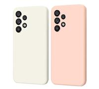 SEHEYA Lot de 2 Coques pour Samsung Galaxy A33 5G Étui en TPU Souple Coque Silicone Liquide Ultra Fine Anti-Choc Housse Protection Intégrale, Blanc Rose
