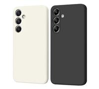 SEHEYA Lot de 2 Coques pour Samsung Galaxy A34 5G Étui en TPU Souple Coque Silicone Liquide Ultra Fine Anti-Choc Housse Protection Intégrale, Blanc Noir