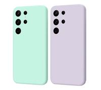 SEHEYA Lot de 2 Coques pour Samsung Galaxy A52 5G / A52 4G / A52S 5G Étui en TPU Souple Coque Silicone Liquide Ultra Fine Anti-Choc Housse Protection Intégrale, Violet Menthe