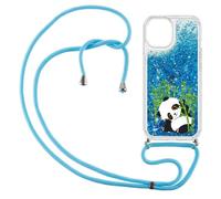SEHEYA pour Vivo X300 Pro 5G Étui Paillettes Cordon, Panda | Liquide Transparente Antichoc TPU Housse Brillante Sables Mouvants Étui Téléphone à Lanière Tour de cou Case