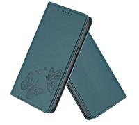 SEHEYA pour Xiaomi Redmi Note 11 Pro 5G / 4G Coque à Rabat Gaufré Motif Papillon Étui en Cuir PU Flip Folio Magnétique Fort Blocage RFID Portefeuille Béquille Fentes Cartes Housse, Vert Foncé
