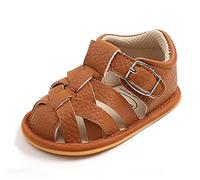 Sehfupoye Bébé Garçons Filles Sandales D'été Antidérapant Semelle Souple Tout-Petit Premier Walker Chaussures Nouveau-Né En Cuir PU Sandales Décontractées 0-6M