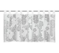 Sehlbach Rideau de Bistro dévoré Fleurs, Blanc, 140 x 45 cm Rideau de Bistro, Design Floral, Tissu Transparent, Décoration Simple