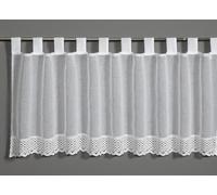 Sehlbach Rideau de bistrot Aspect Naturel avec Ourlet au Crochet, Blanc, 140 x 48 cm Rideau de bistrot, Aspect Naturel, Dentelle au Crochet, Opaque, Translucide, Certifié Oeko-Tex, Décoration Simple