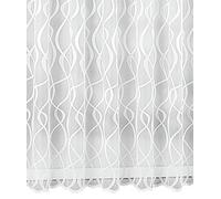 Sehlbach Store prêt à Poser avec Bande de fronçage, Jacquard Vagues, Blanc, 300 x 125 cm Rideaux, Aspect élégant, Facile à Poser, Design Intemporel, Beaucoup de lumière du Jour