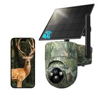 SEHMUA 4G Caméra de Chasse Solaire avec Carte SIM, Caméra Surveillance Carte SIM Exterieur avec Détection Mouvement,2K Vision Nocturne Coloré, Audio Bidirectionnel, 360° Rotation, Etanche IP66