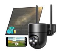SEHMUA 4G LTE Camera Surveillance Solaire avec Carte Sim, 2K Camera Exterieure sans Fil inclinable à 355°/90°,Détection Humaine PIR Alarmes de Zones Personnalisées, Étanchéité IP66