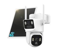 SEHMUA 4G LTE Caméra Surveillance Solaire avec Carte SIM 【Double Objectif】 | 2K+2K Caméra Extérieure Sans Fil, Détection Humaine par IA, Vision Nocturne Couleur, 360° PTZ, Audio Bidirectionnel, IP65