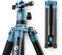 SEHU-152 Cm Trépied De Caméra En Fibre De Carbone Avec Rotule 360 1/4 Plaque De Dégagement Rapide Trépied Professionnel Dslr Pour Appareil Photo Charge Maximale 10 Kg Bleu
