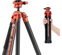 SEHU-X-Aircross 3 Lite Trépied Léger En Fibre De Carbone Pour Appareil Photo Reflex Numérique Avec Tête Sphérique Panoramique 0,8 Kg Orange 152 Cm