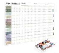 Sehuby Calendrier mural annuel 2026 avec 10 autocollants double face en papier de qualité supérieure - Notes mensuelles pour la maison et l'école