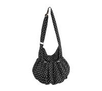 Sehuby Sac à bandoulière élégant à pois avec sangle réglable et cordon de serrage en coton plissé pour femme