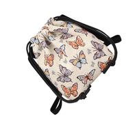 Sehuby Sac à bandoulière en toile avec cordon de serrage Motif floral et papillon