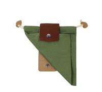 Sehuby Sac de rangement en cuir et toile pour randonnée, camping, survie en plein air, sac de cueillette de fruits, pochettes pliables, Vert