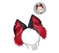 Sehuby Serre-tête en peluche avec oreilles de loup - Accessoire de coiffure pour adultes - Pour Halloween - Thème animal - Cosplay