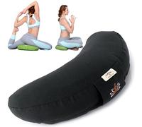 sei Design Coussin de Yoga Demi-Lune - Coussin de méditation - Coussin de Yoga avec Rembourrage en Peau de Sarrasin - Grand Coussin de Sol - 46 x 25 x 10 cm - Noir