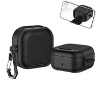 SEIAIYG Compatible avec Coque Samsung Galaxy Buds 4 Pro/Buds 4 avec Support de Téléphone, Matériau TPU Texture Cuir, LED Avant Visible, Résistant aux Rayures Étui - Noir