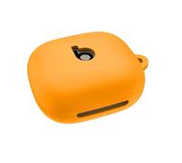 SEIAIYG Coque Compatible avec Beats Powerbeats Fit 2025, Housse de Protection Silicone Étui avec Mousqueton, LED Avant Visible (Orange)