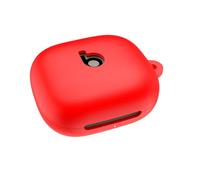 SEIAIYG Coque Compatible avec Beats Powerbeats Fit 2025, Housse de Protection Silicone Étui avec Mousqueton, LED Avant Visible (Rouge)