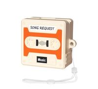 SEIAIYG Coque Compatible avec Samsung Galaxy Buds 4 Pro/Buds 4, Etui de Protection Silicone Choc avec Dragonne, Design Rétro Cassette 3D, LED Avant Visible - Orange