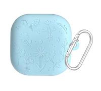 SEIAIYG Coque Compatible avec Samsung Galaxy Buds 4 Pro/Buds 4 - Étui Souple en Silicone Antichoc avec Motif Texturé Design, LED Avant Visible - Bleu