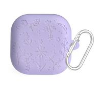 SEIAIYG Coque Compatible avec Samsung Galaxy Buds 4 Pro/Buds 4 - Étui Souple en Silicone Antichoc avec Motif Texturé Design, LED Avant Visible - Violet