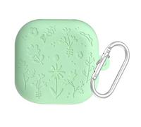 SEIAIYG Coque Compatible avec Samsung Galaxy Buds 4 Pro/Buds 4 - Étui Souple en Silicone Antichoc avec Motif Texturé Design, LED Avant Visible - Vert Matcha