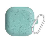 SEIAIYG Coque Compatible avec Samsung Galaxy Buds 4 Pro/Buds 4 - Étui Souple en Silicone Antichoc avec Motif Texturé Design, LED Avant Visible - Vert Foncé