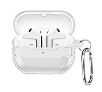 SEIAIYG Coque pour Samsung Galaxy Buds 3 Pro/Buds 3, Étui Antichoc en TPU Souple, Texture en Fibre de Carbone avec Porte-clés, Transparent