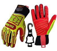 Seibertron HIGH-VIS HRIG Anti Impact Work Gloves Hi-Vis Oil and Gas Water Resistant Safety Heavy Duty Utility Mechanic Rigger Glove CE EN388 4132 XL avec un clip de gants noir