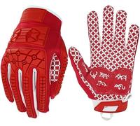 Seibertron Lineman 2.0 Anti-dérapant Shock-Absorbant Rembourré Américain Football Receiver Gants/Gloves, Flexible TPR Impact Protection Back of Hand Glove Adulte Taille Red L
