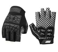 Seibertron Lineman 2.0 Anti-dérapant Shock-Absorbant Rembourré Américain Football Receiver Gants/Gloves 1/2 Finger Fingerless, Flexible TPR Impact Protection Back of Hand Glove Adulte Black S