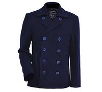 Seibertron Manteau de Laine Type US Navy 80% Laine Peacoat USN Pea Manteau - Caban - Manches Longues - Homme Blue XL
