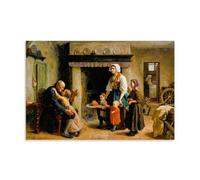 SEIBES Impression sur toile « The Father Of The Grand Pere 1864 » de Jules Breton - Impression sur toile claire et lumineuse pour décoration murale de chambre à coucher, salon - 40 x 60 cm