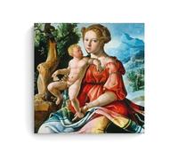SEIBES Maarten Van Heemskerck Impression sur toile avec inscription « The Rest on The Flight Into Egypt » Décoration murale d'intérieur moderne Idée cadeau 30 x 30 cm