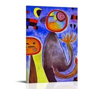 SEIBES Poster surréalisme représentant une croix du ciel bleu dans une roue de feu par Joan Miro - Décoration murale pour salon - 20 x 30 cm