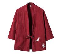 Seidarise Hommes Kimono Traditionnel Japonais Cardigan Noragi Veste Yukata Manteau Haori - - Taille L