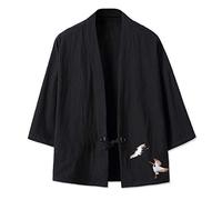 Seidarise Hommes Kimono Traditionnel Japonais Cardigan Noragi Veste Yukata Manteau Haori - - Taille M