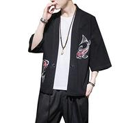 Seidarise Hommes Kimono Traditionnel Japonais Cardigan Noragi Veste Yukata Manteau Haori - - Taille S