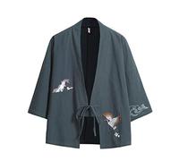 Seidarise Hommes Kimono Traditionnel Japonais Cardigan Noragi Veste Yukata Manteau Haori - - Taille XL