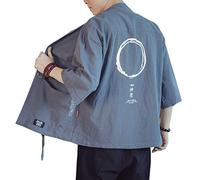 Seidarise Hommes Kimono Traditionnel Japonais Cardigan Noragi Veste Yukata Manteau Haori - - XX-Large